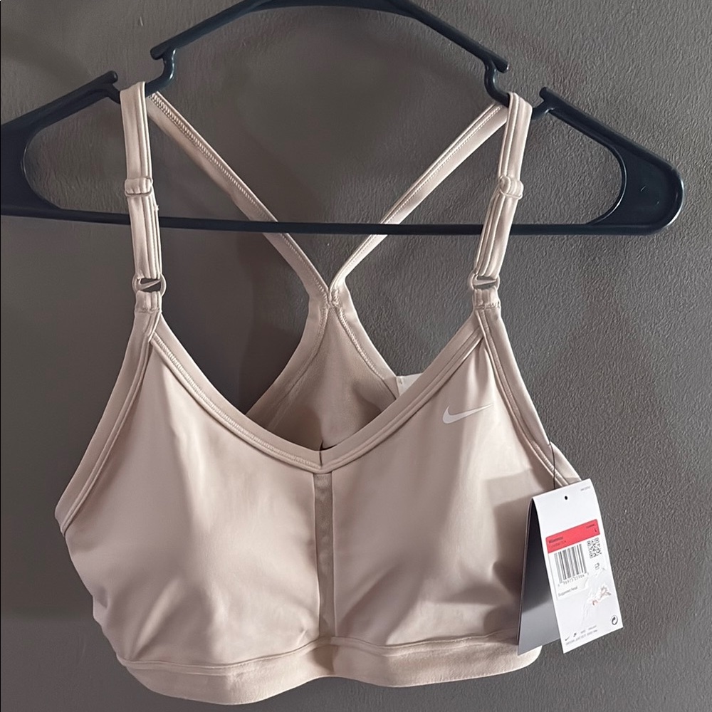 Nike Cream Sports Bra with Criss-Cross Straps